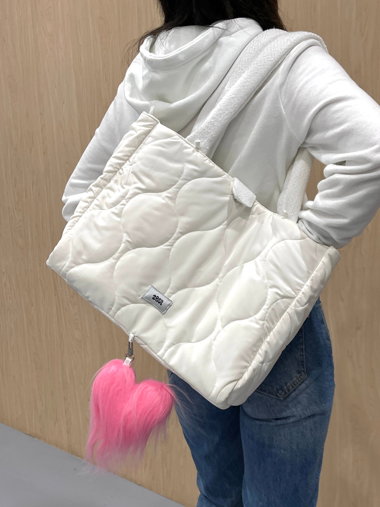 "Loop the Loop" White padded Two Sided Tote Bag