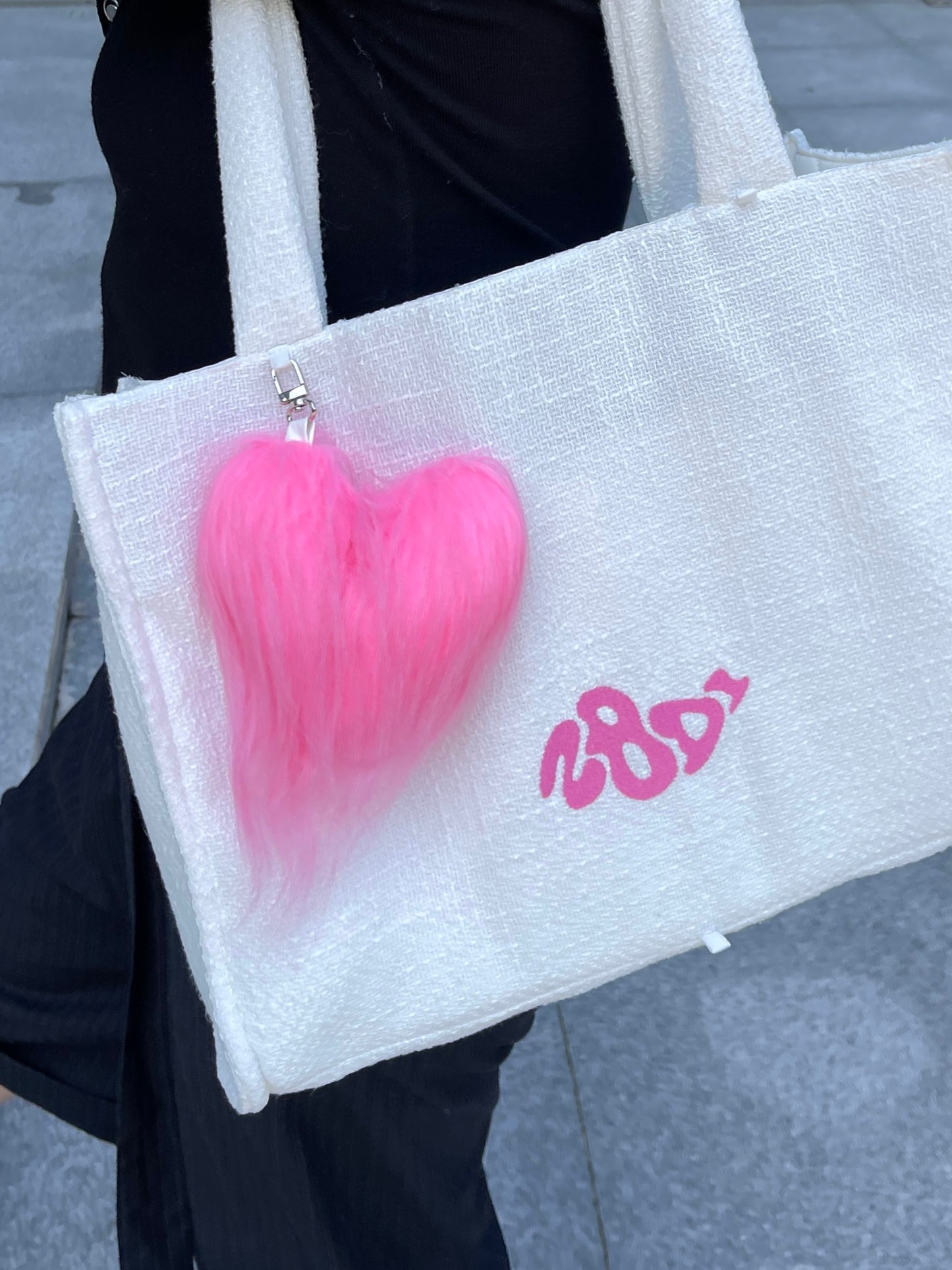 "Loop the Loop" White padded Two Sided Tote Bag