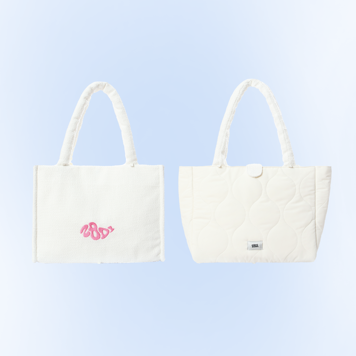"Loop the Loop" White padded Two Sided Tote Bag